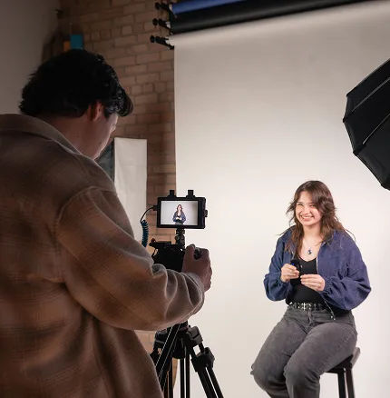 AdShark creative team filming in the in-house studio