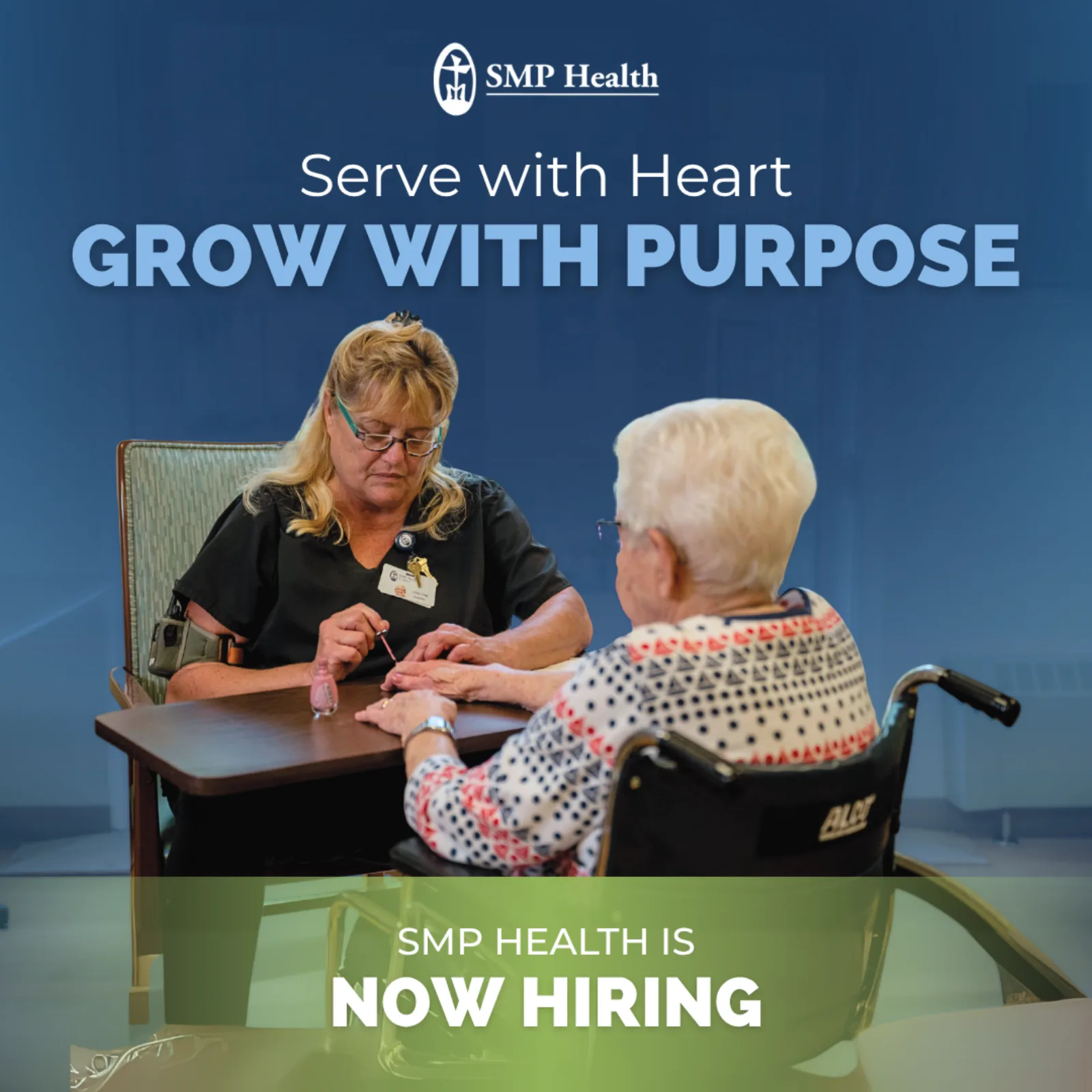 AdShark ad creative — Smp Jz 1x1 Feed Grow With Purpose V1 Hiring Ads Smp Health July 2025 Green