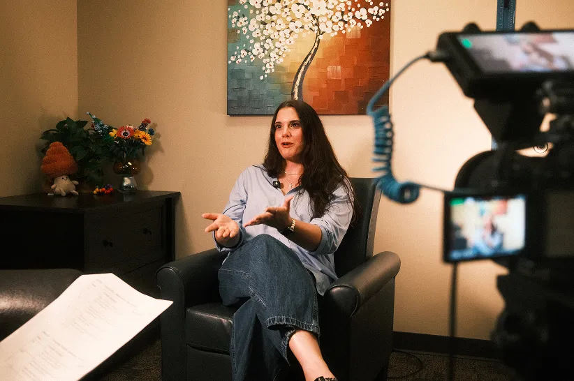 AdShark team filming an on-camera interview