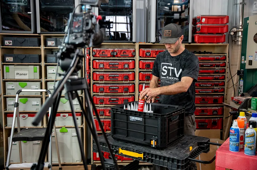 AdShark team filming a product video in a workshop