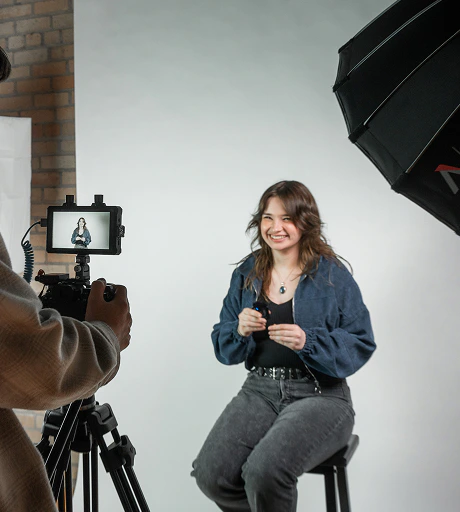 AdShark filming a client photo shoot in the studio
