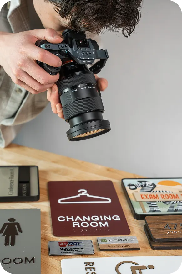 An AdShark creative photographing signage products