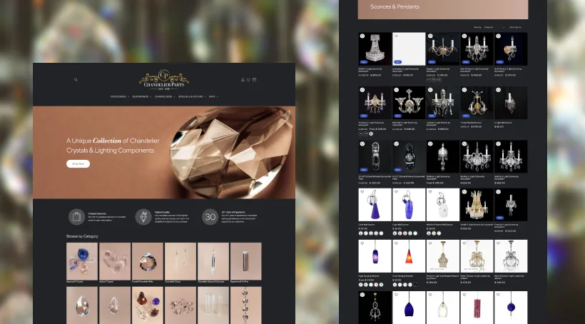 Chandelier Parts website